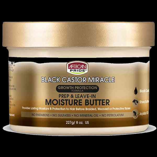 African pride black castor miracle prep  beurre hydratant sans rinçage 8 oz