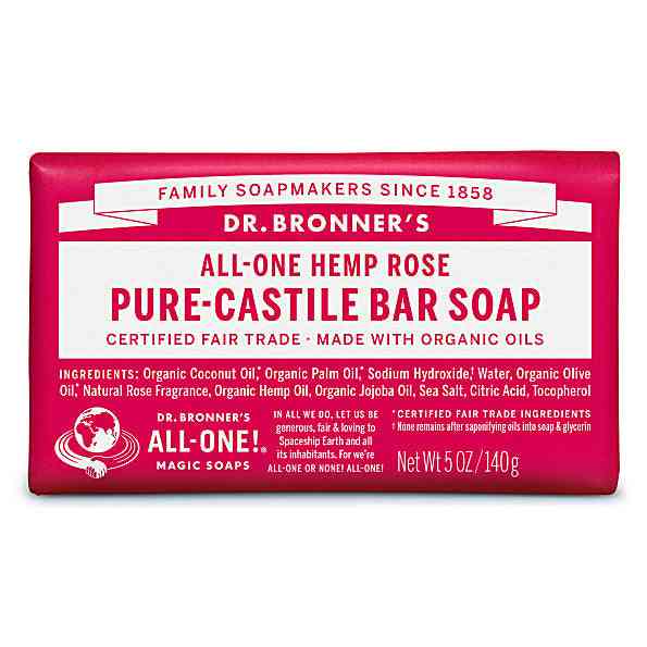 Dr bronner's savon de castille pur   rose 140g