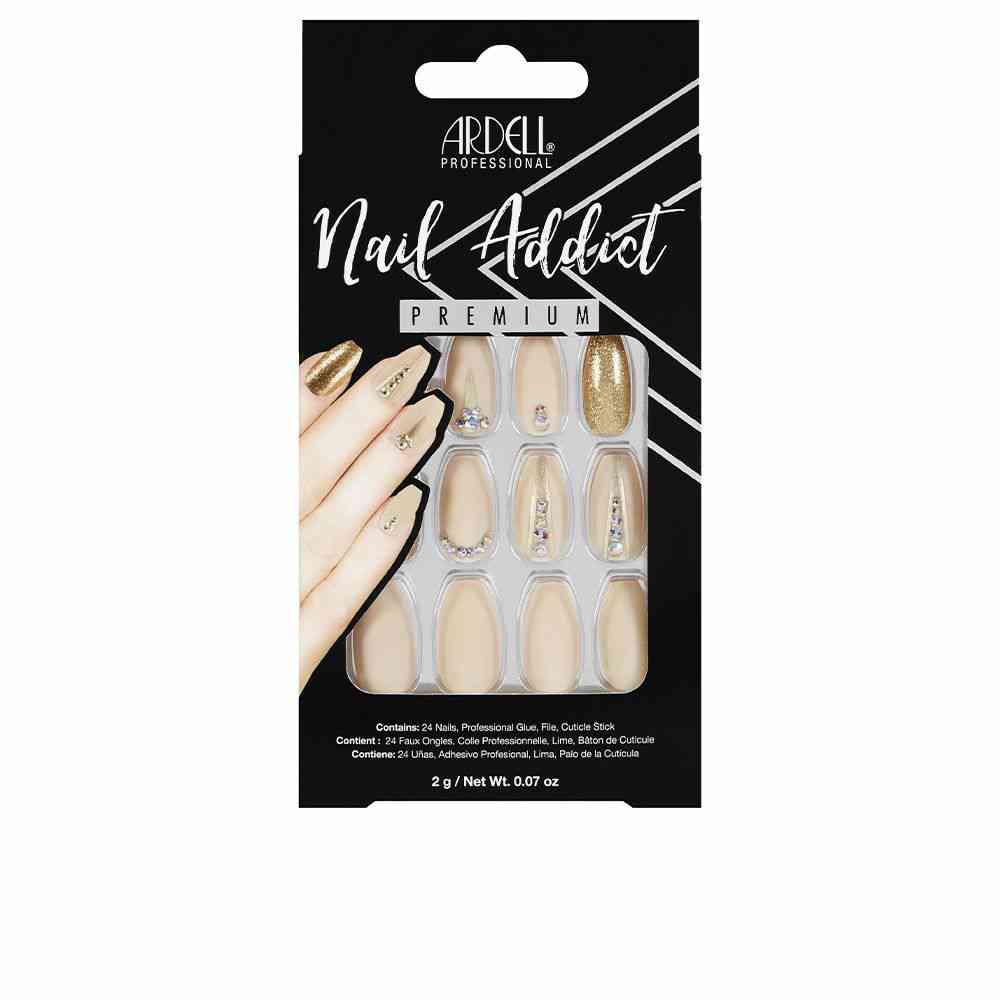 faux ongles ardell nail addict nude jeweled 24 pcs