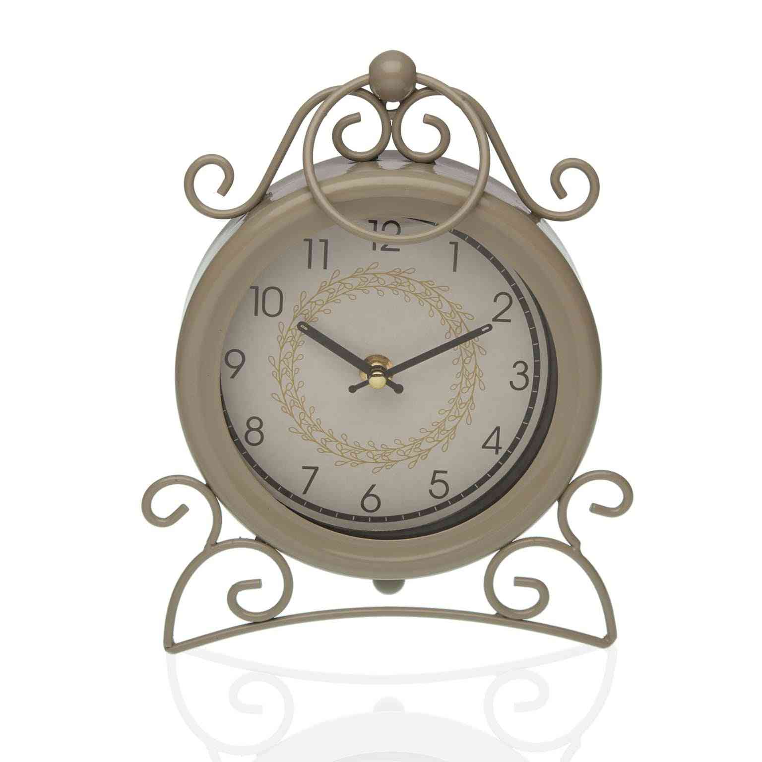 horloge de table versa beige metal 25 x 19 x 45 cm