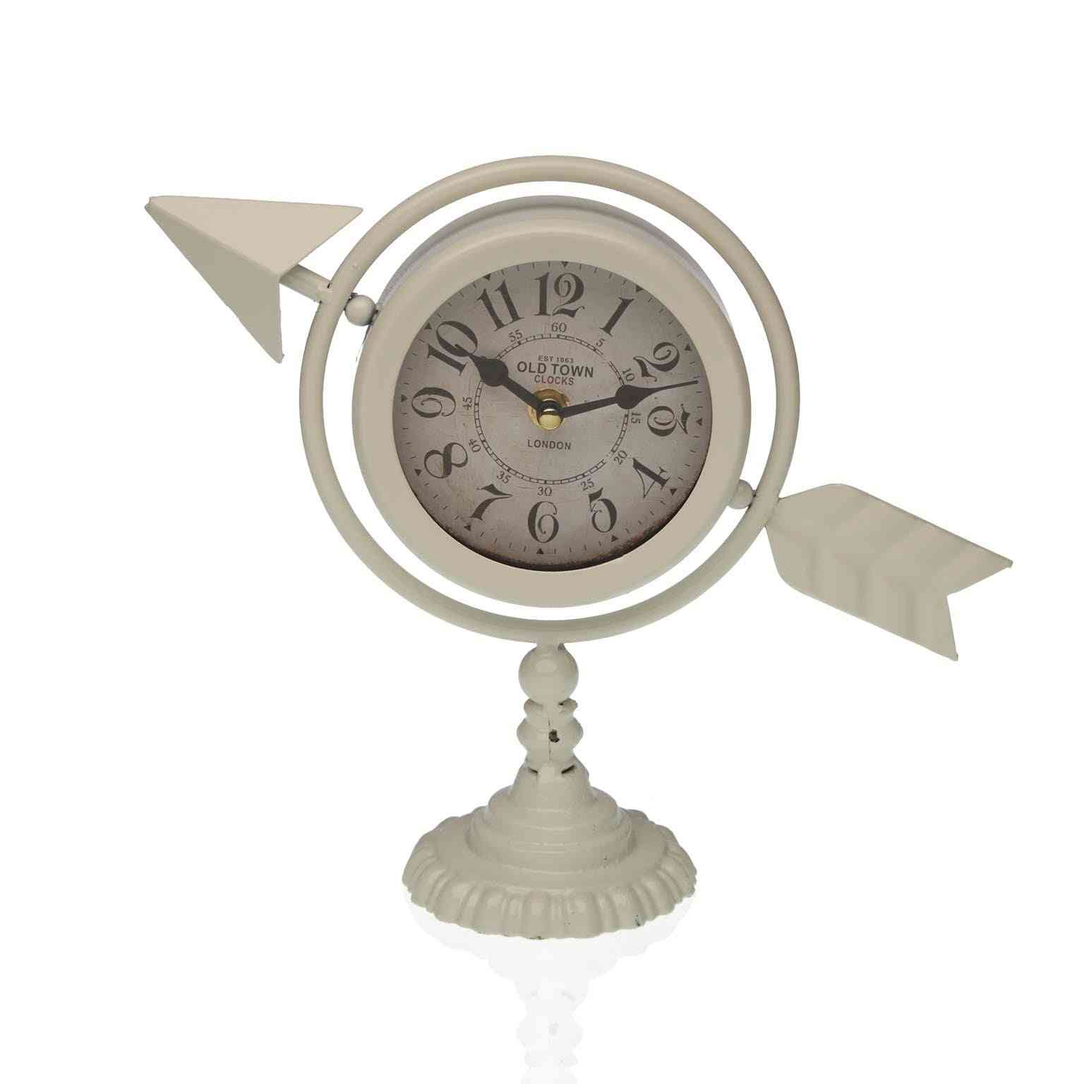 horloge de table versa blanc fleche complete metal 23 x 16 x 8 cm