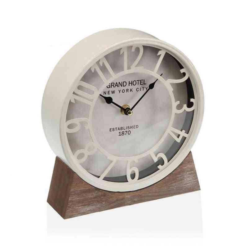 horloge de table versa bois mdf blanc 20 x 20 x 6 cm ø 20 cm