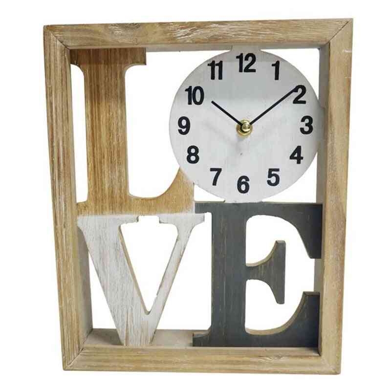 horloge de table versa metal love mdf wood 25 x 25 x 6 cm