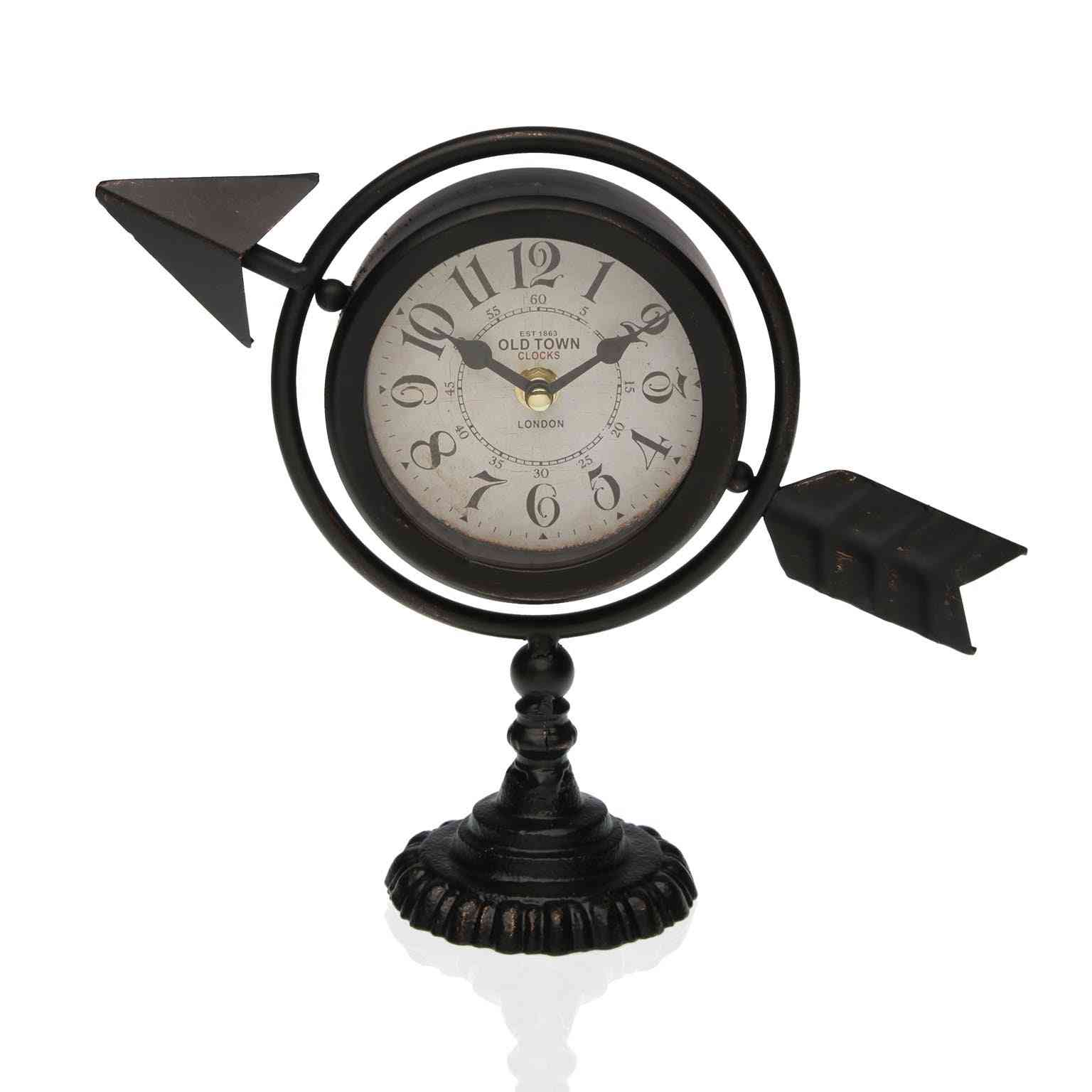 horloge de table versa noir fleche complete metal 23 x 16 x 8 cm