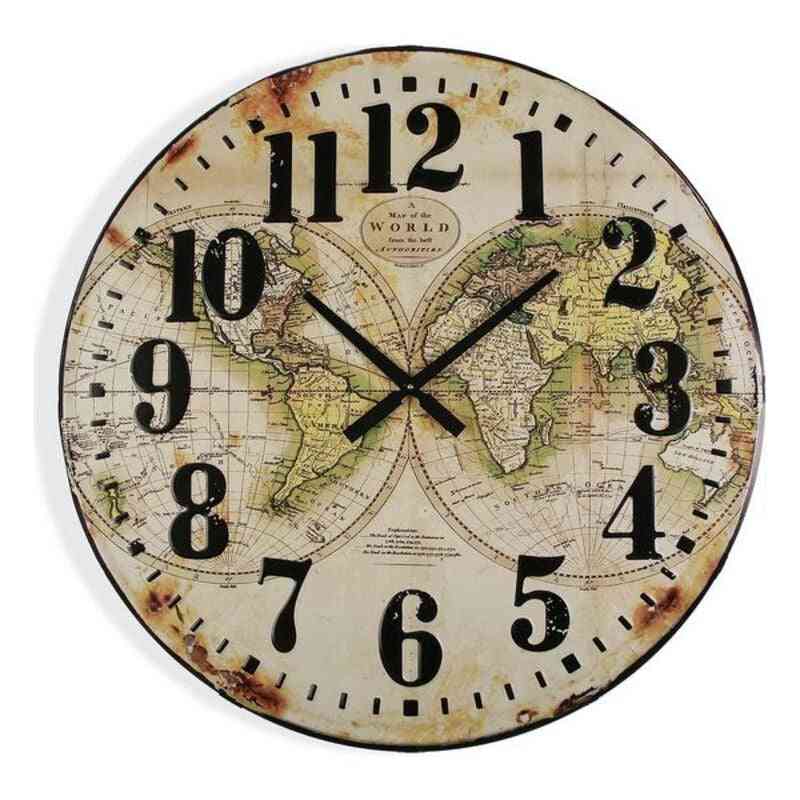 horloge murale versa map world bois mdf 80 x 6 x 80 cm