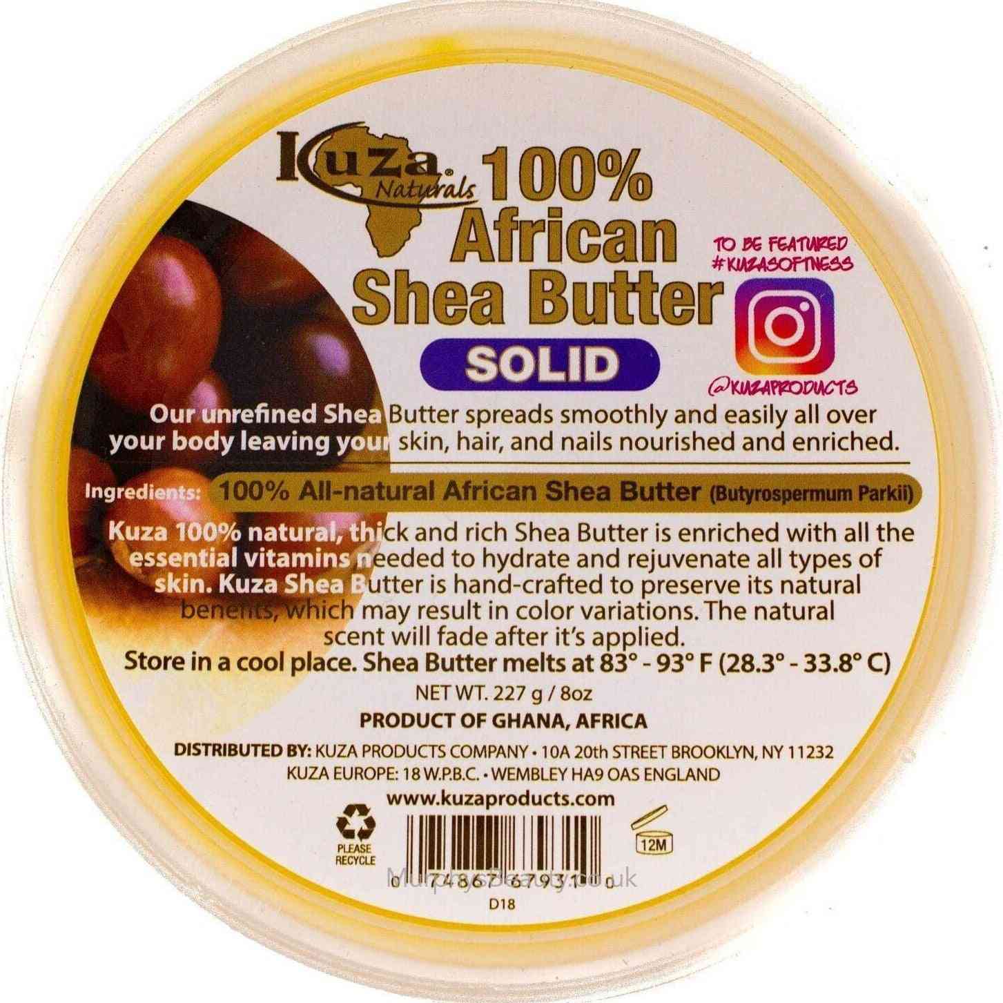 Kuza 100% beurre de karité africain solide 8oz