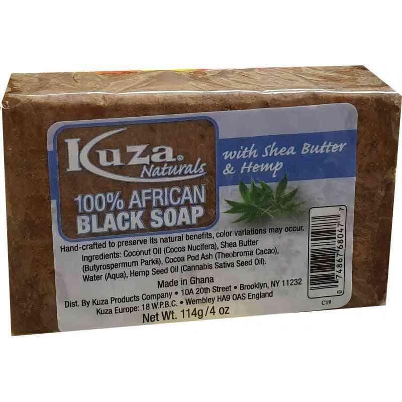 Kuza naturals savon noir 100% africain avec beurre de karité et chanvre 4oz