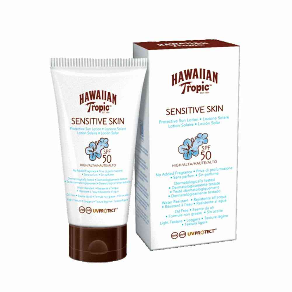 lotion solaire hawaiian tropic spf 50 peaux sensibles 90 ml