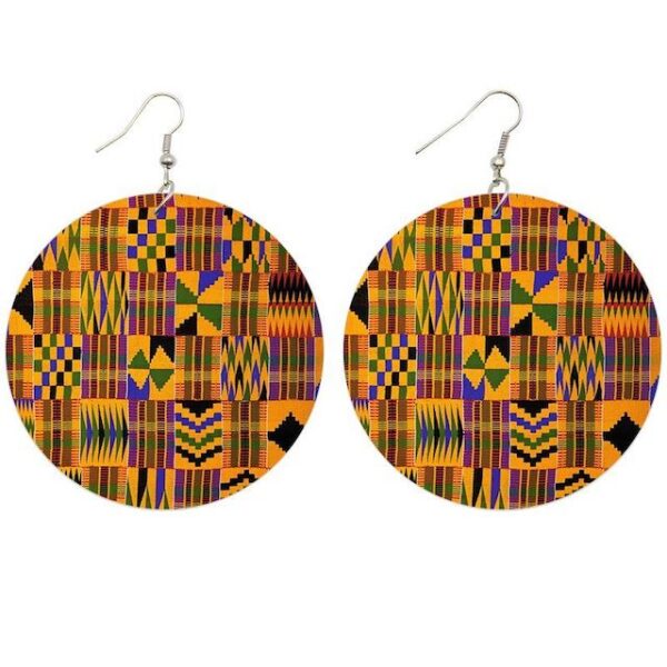 boucle d oreille ronde avec du tissu africain. Monde Africain boutique en ligne de mode africaine.