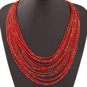 collier africain rouge. Monde Africain boutique en ligne de mode africaine.