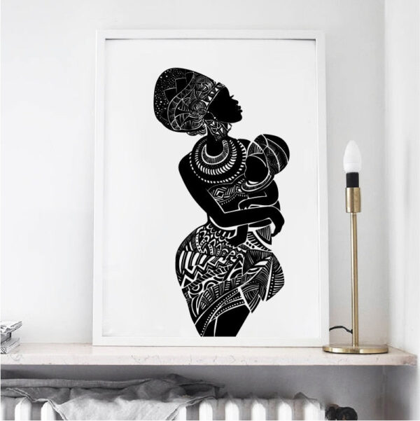 femme africaine avec enfant tableau. Monde Africain boutique en ligne de mode africaine.