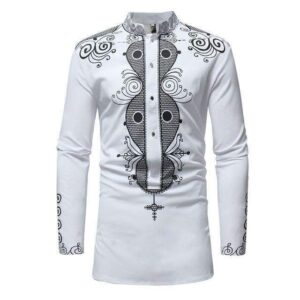 Dashiki Homme Blanc Noir. Acheter vos vêtements africains en ligne sur Monde Africain.com .