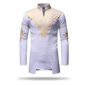 Dashiki Homme Chic Blanc. Acheter vos vêtements africains en ligne sur Monde Africain.com .