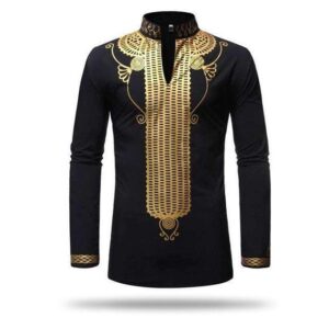 Dashiki Homme Chic Or. Acheter vos vêtements africains en ligne sur Monde Africain.com .