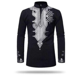 Dashiki Homme Classe Noir. Acheter vos vêtements africains en ligne sur Monde Africain.com .