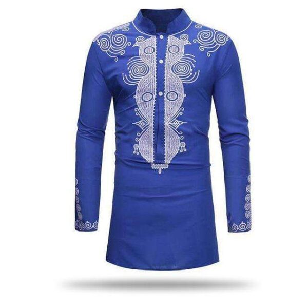 Dashiki Homme Imprimé Bleu. Acheter vos vêtements africains en ligne sur Monde Africain.com .