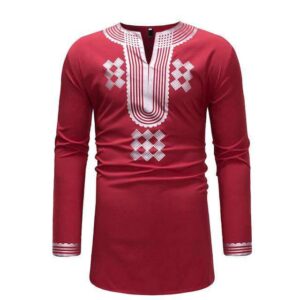 Dashiki Homme Style Rouge. Acheter vos vêtements africains en ligne sur Monde Africain.com .