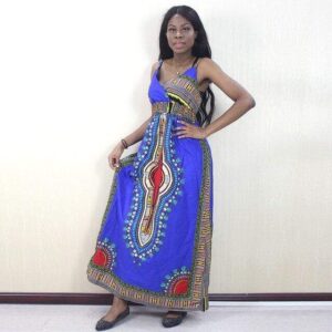 Robe Africaine Chic Bleu. Acheter vos vêtements africains en ligne sur Monde Africain.com .