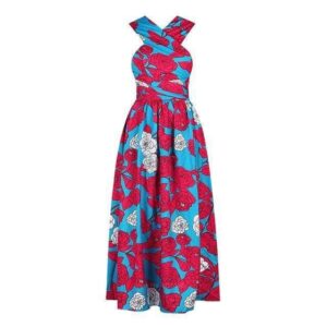 Robe Africaine Chic Fleur Rouge. Acheter vos vêtements africains en ligne sur Monde Africain.com .