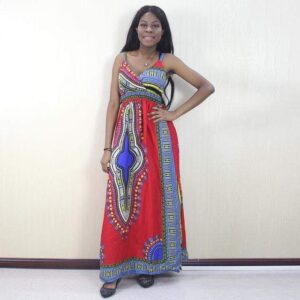 Robe Africaine Chic Rouge. Acheter vos vêtements africains en ligne sur Monde Africain.com .