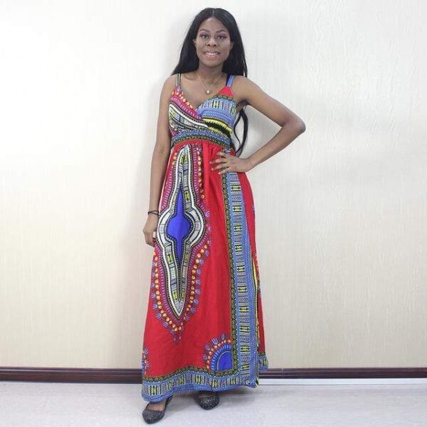 Robe Africaine Chic Rouge. Acheter vos vêtements africains en ligne sur Monde Africain.com .