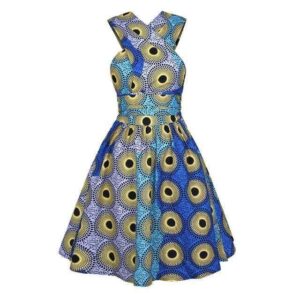 Robe Africaine Courte Style Bleu. Acheter vos vêtements africains en ligne sur Monde Africain.com .