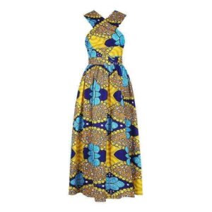 Robe Africaine Large Jaune et Bleu. Acheter vos vêtements africains en ligne sur Monde Africain.com .