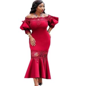 Robe Africaine Soirée Rouge. Acheter vos vêtements africains en ligne sur Monde Africain.com .