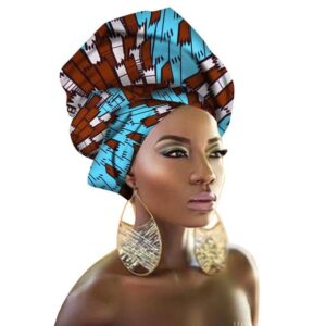 Turban Africain Bleu Marron. Acheter vos vêtements africains en ligne sur Monde Africain.com .