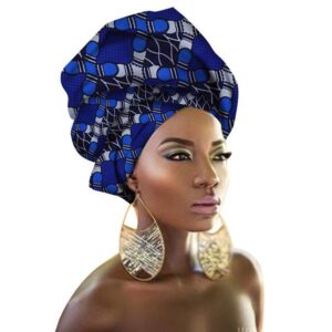 Turban Africain Bleu Rond. Acheter vos vêtements africains en ligne sur Monde Africain.com .