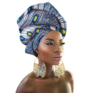 Turban Africain Design Bleu. Acheter vos vêtements africains en ligne sur Monde Africain.com .