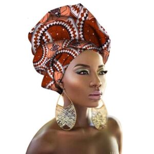 Turban Africain Design Marron. Acheter vos vêtements africains en ligne sur Monde Africain.com .