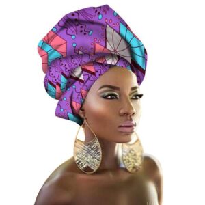 Turban Africain Design Violet. Acheter vos vêtements africains en ligne sur Monde Africain.com .
