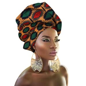 Turban Africain Orange Vert. Acheter vos vêtements africains en ligne sur Monde Africain.com .