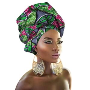 Turban Africain Vert Gris. Acheter vos vêtements africains en ligne sur Monde Africain.com .