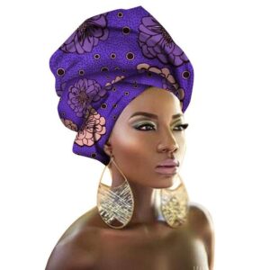 Turban Africain Violet. Acheter vos vêtements africains en ligne sur Monde Africain.com .